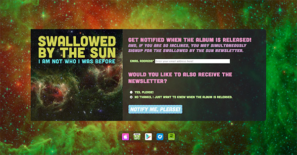 Screenshot of swallowedbythesunmusic.com